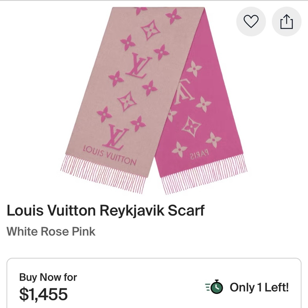 SOLD! BN Authentic Louis Vuitton Louis Vuitton Reykjavik Scarf Rose Pink